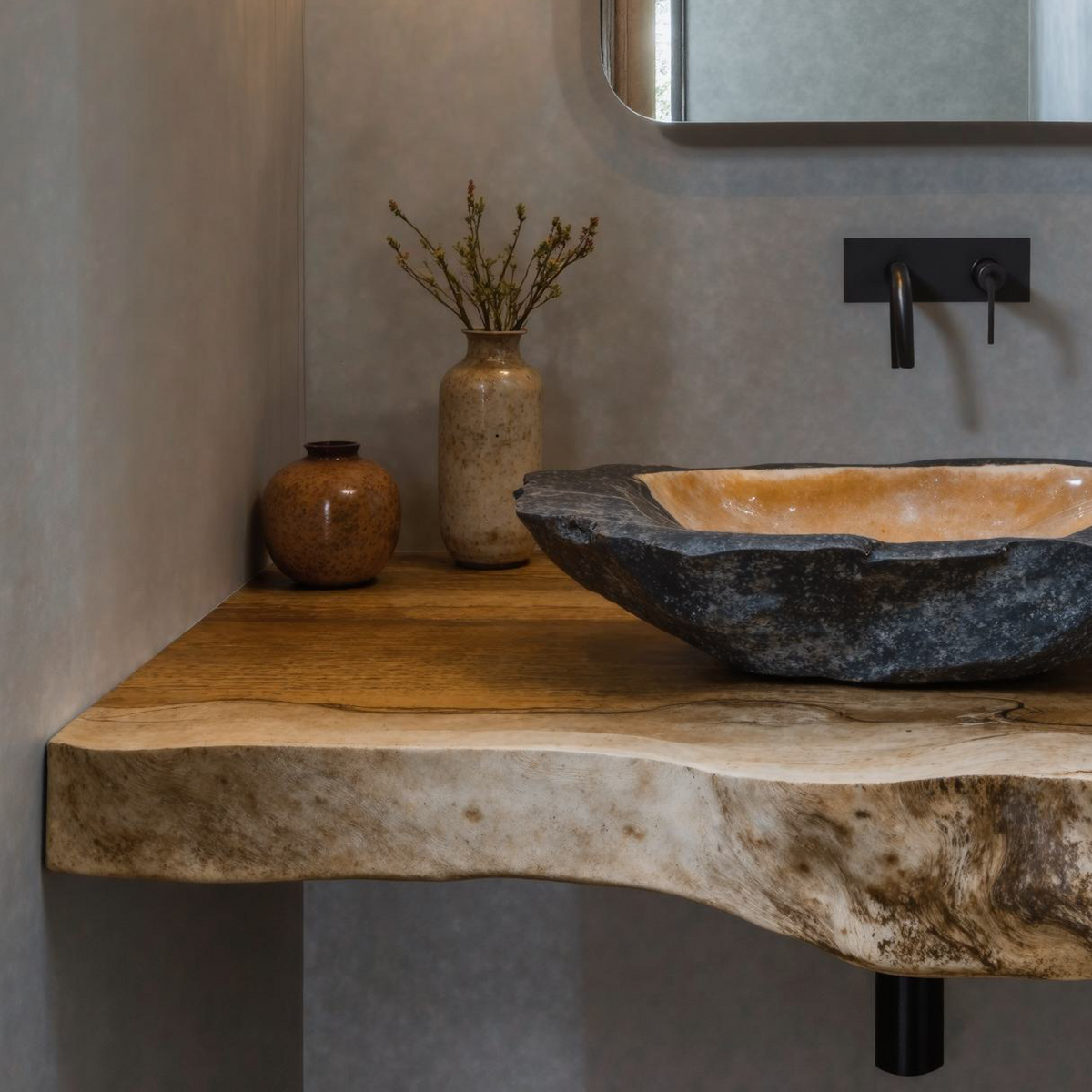 Vintage Reclaimed Wood Floating Vanity Shelf For Timeless Decor