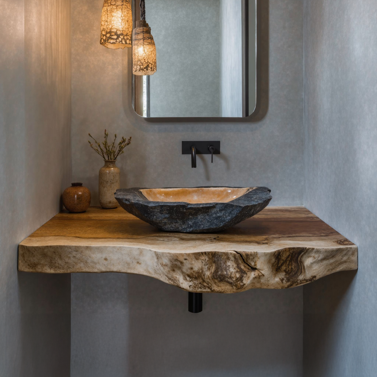 Vintage Reclaimed Wood Floating Vanity Shelf For Timeless Decor