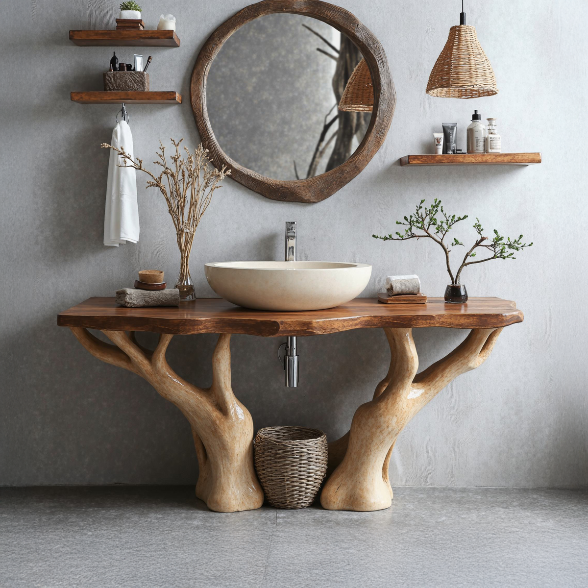 Rustic Live Edge Vanity For Contemporary Bathroom Spaces