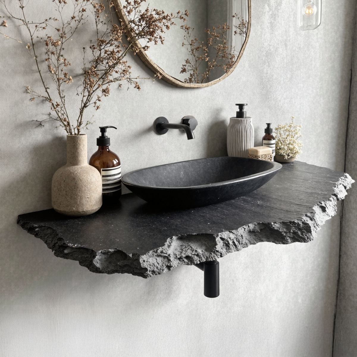 Live Edge Bathroom Vanity Shelf Wall