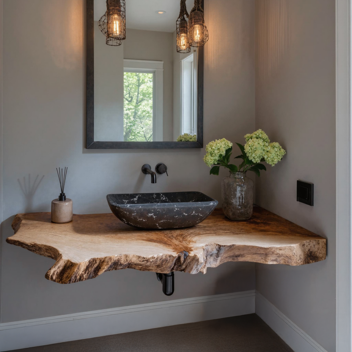 Elegant Farmhouse Bathroom Floating Shelf With Natural Wood