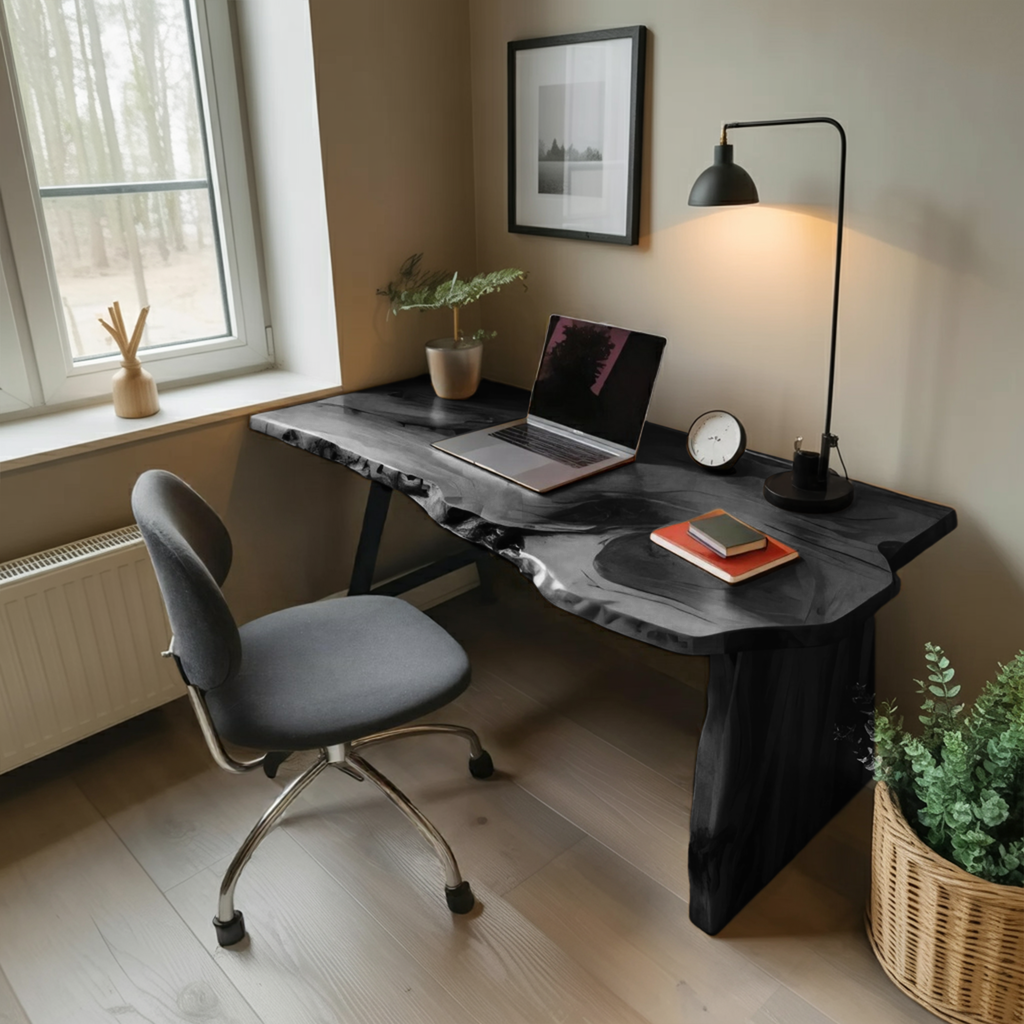 Rustic Office Desk With Live Edge Design For Home Workspace