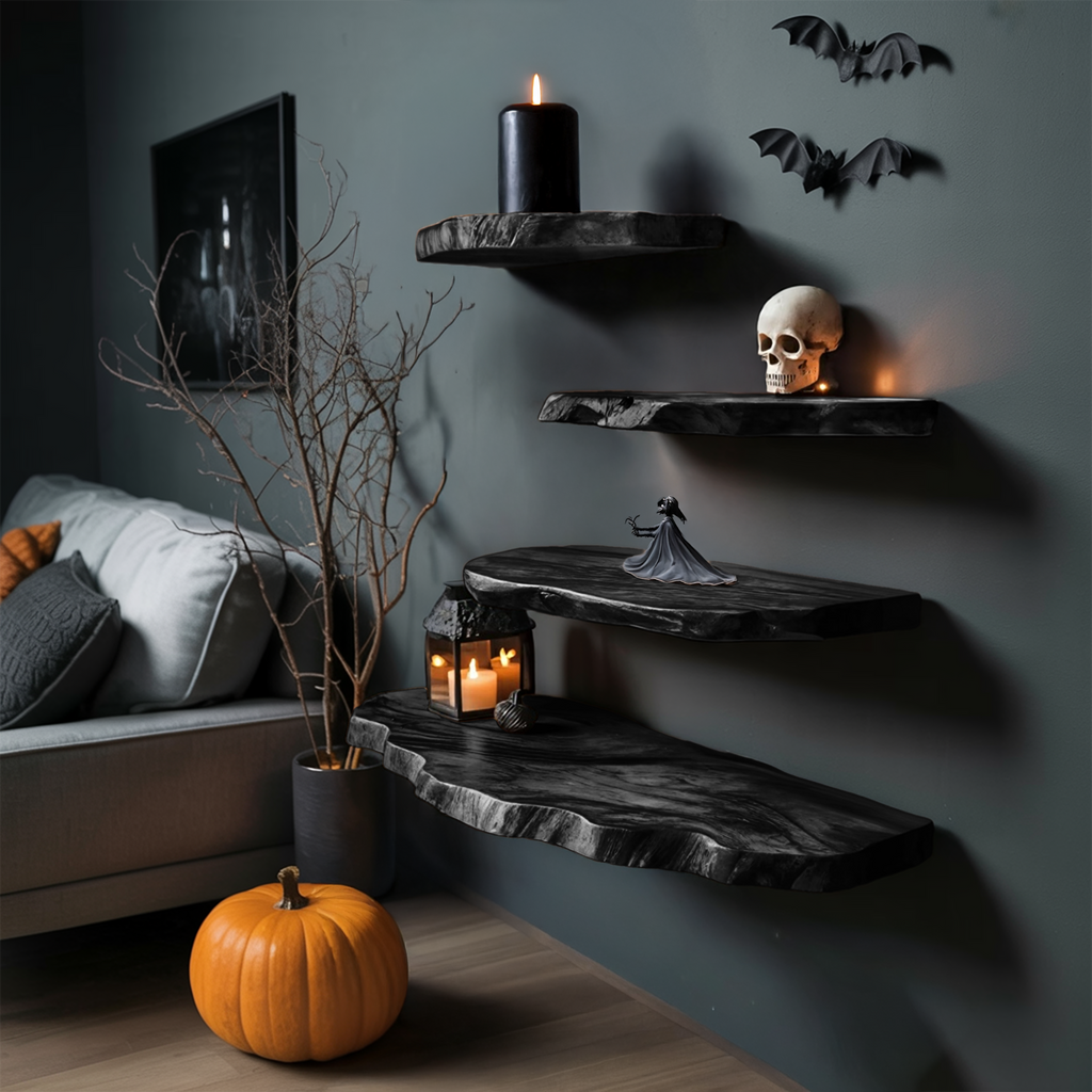 Mid Century Solid Wood Shelf For Bedroom Halloween Decor And Storage Space