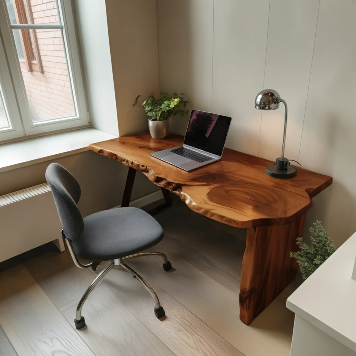 Rustic Office Desk With Live Edge Design For Home Workspace