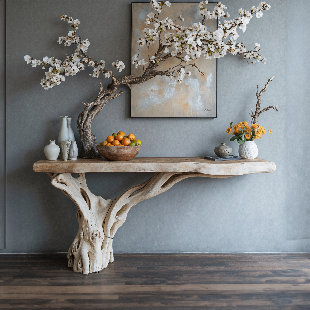 Floating Edge Console Table Handcraft Table Decor
