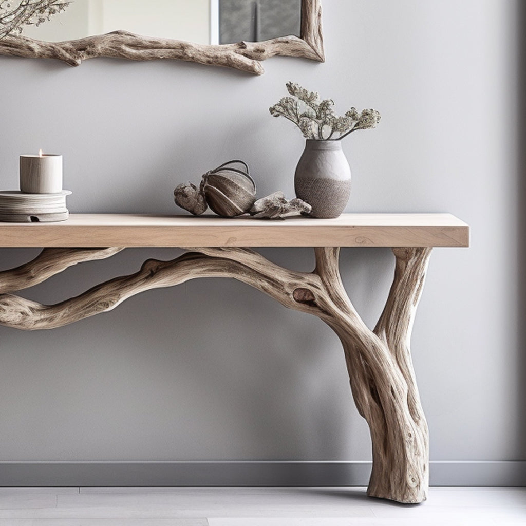 Natural Live Edge Console Table With Handcrafted Quality