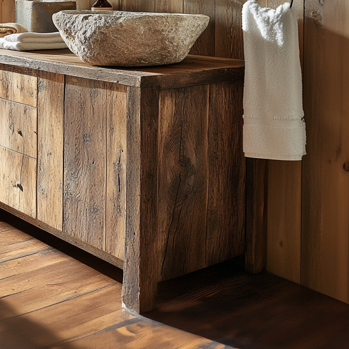 Vintage Wood Bathroom Vanity Sink Stand Boho Decor