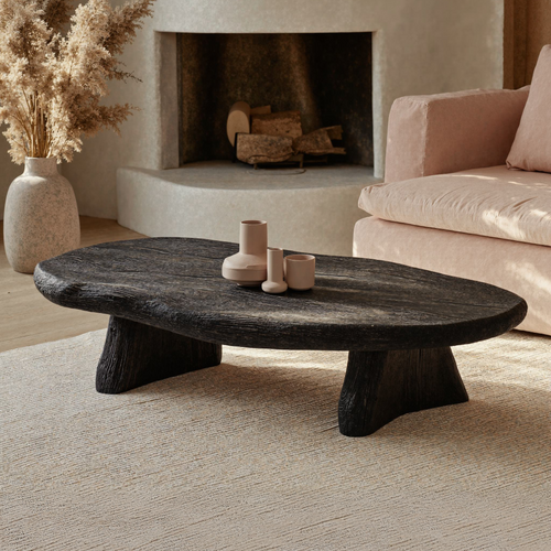 Black Modern Wood Coffee Table Home Decor