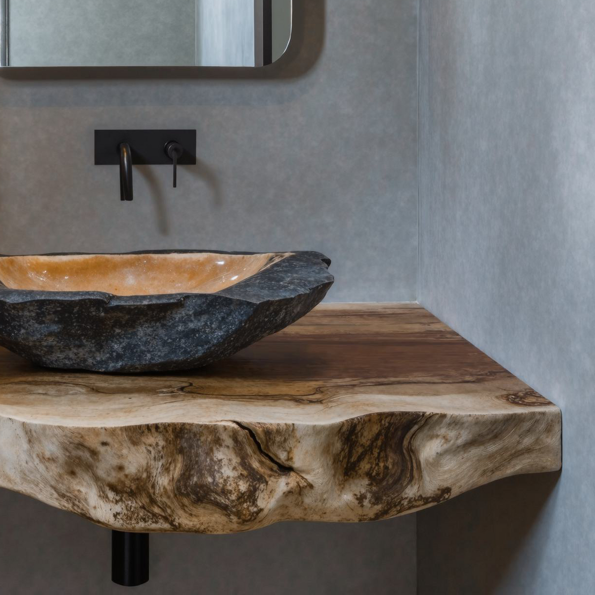 Vintage Reclaimed Wood Floating Vanity Shelf For Timeless Decor