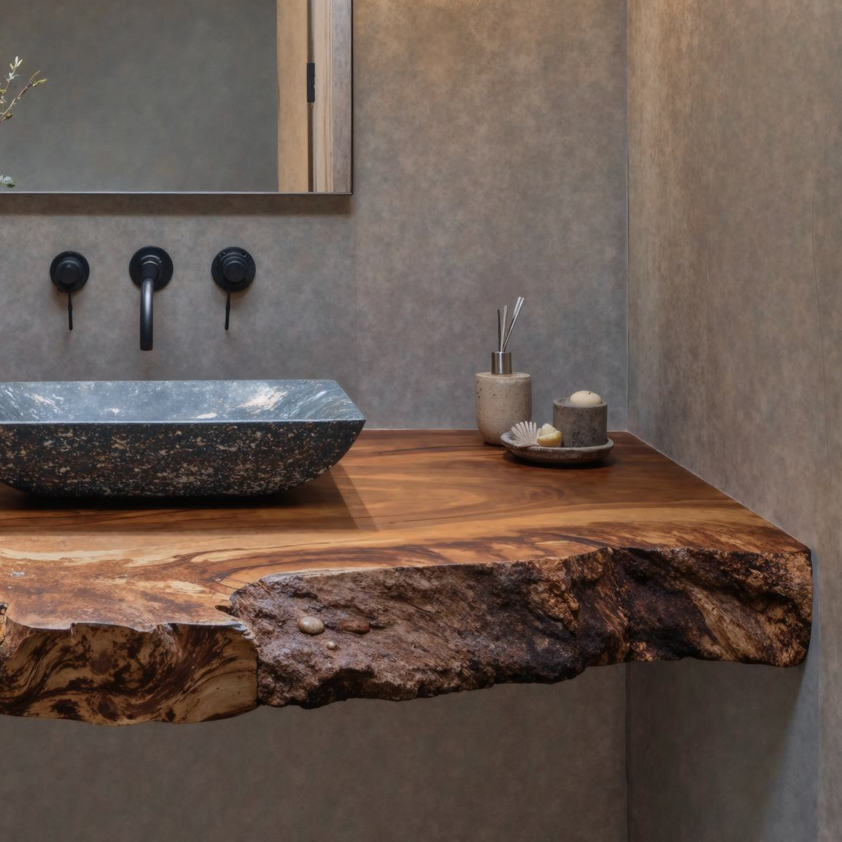 Rustic Farmhouse Wooden Bathroom Vanity Floating Shelf For Vintage Bathrooms