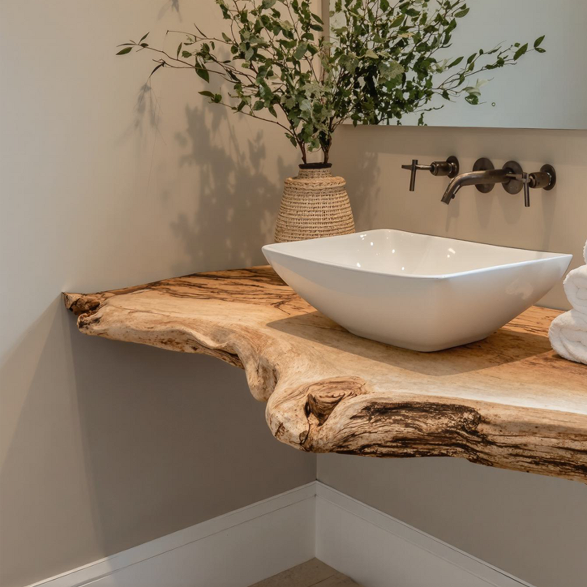 Live Edge Wood Bathroom Vanity Shelf
