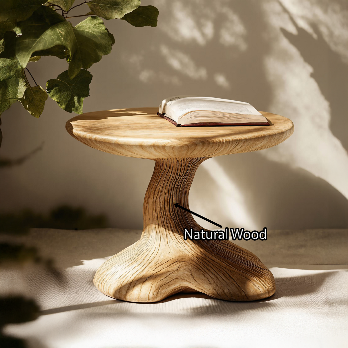 Handcrafted Wood Mushroom End Table For Lounge Area Rustic Charm