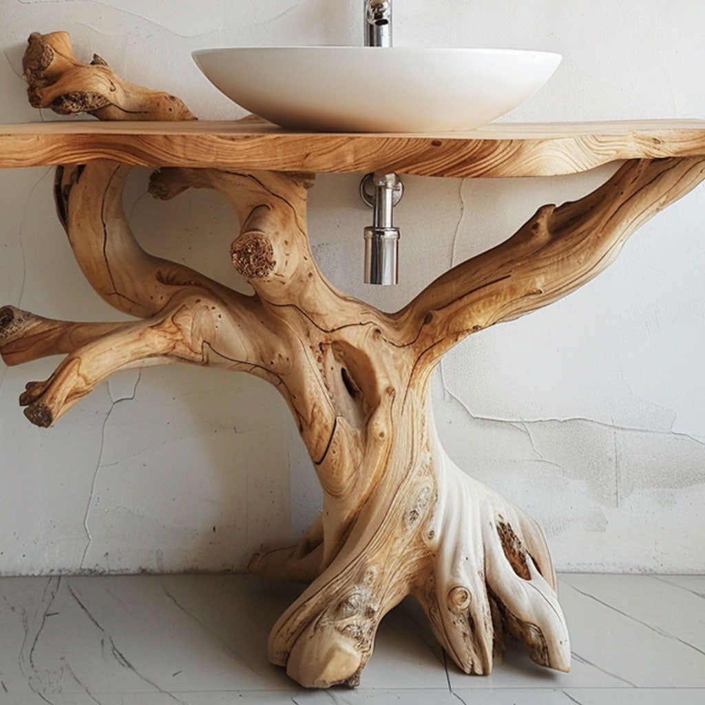 Floating Natural Wood Bathroom