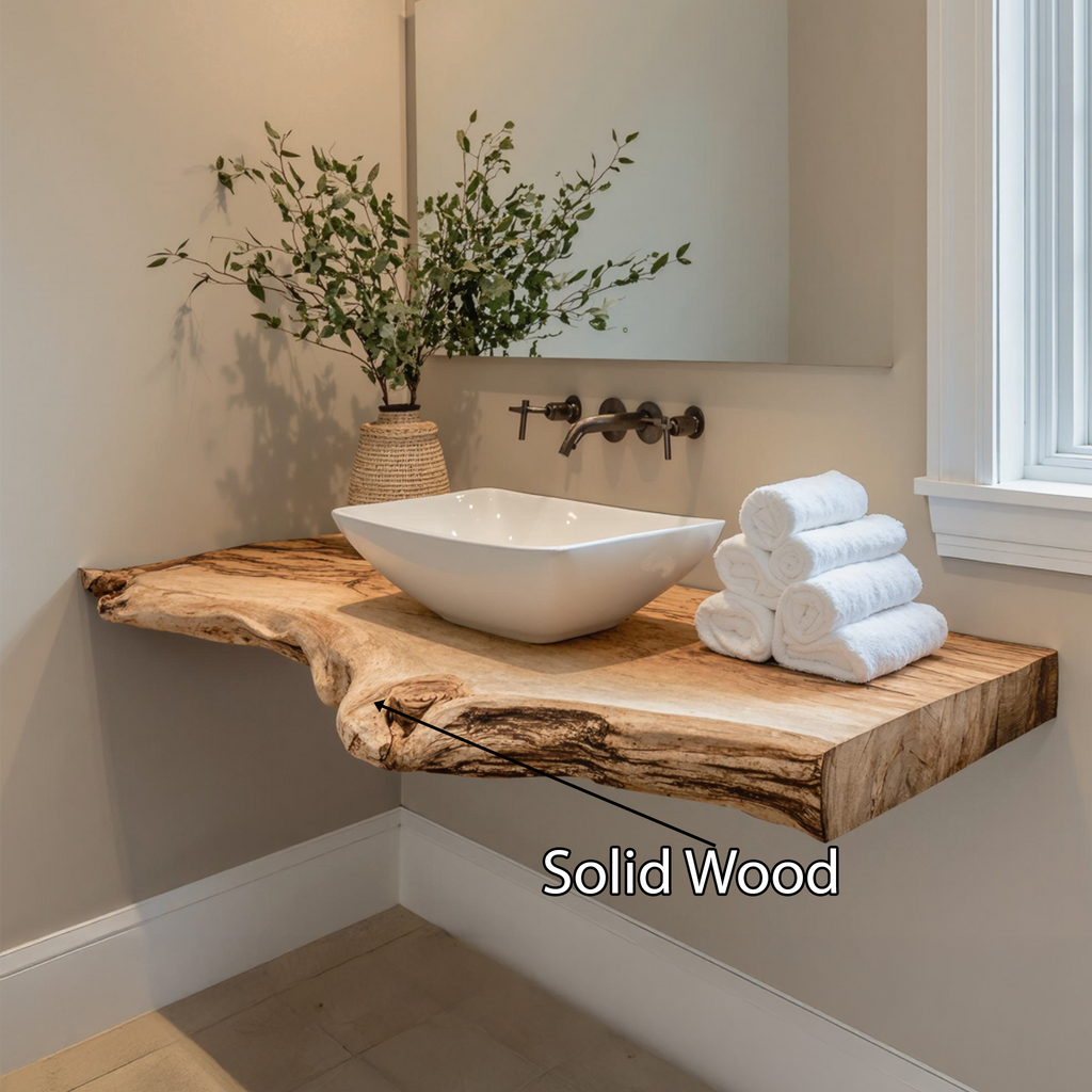 Live Edge Wood Bathroom Vanity Shelf