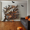 Tree Books Shelf Decor Halloween Solid Wood