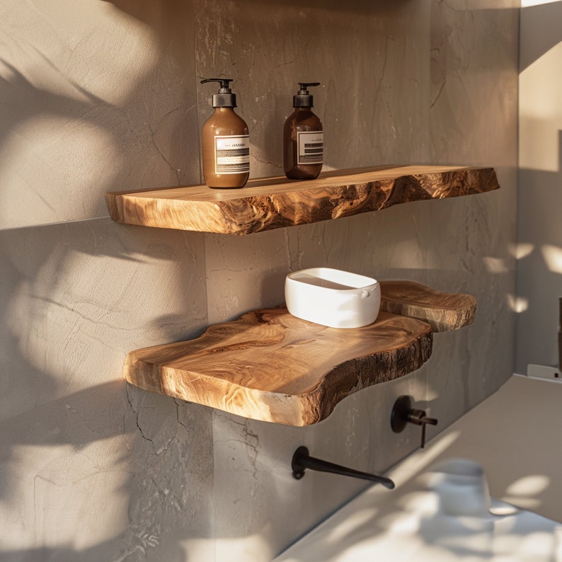 Floating Wood Shelf Live Edge