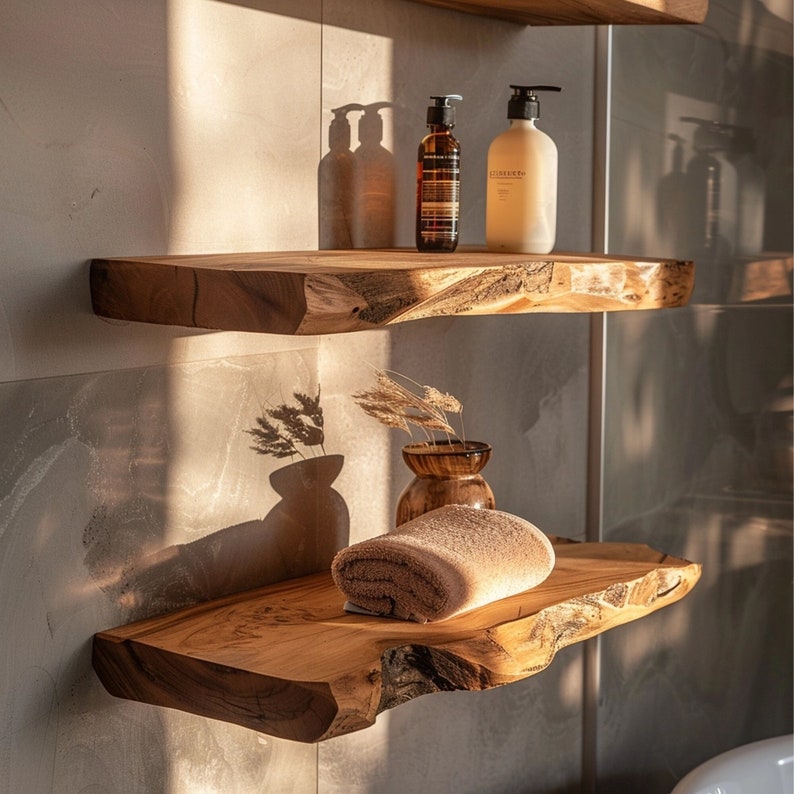 Floating Wood Shelf Live Edge