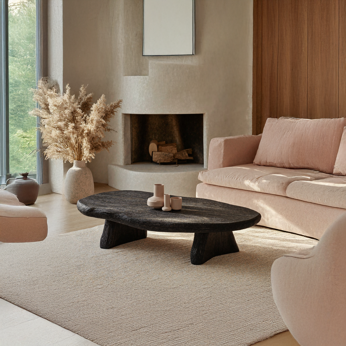 Black Modern Wood Coffee Table Home Decor