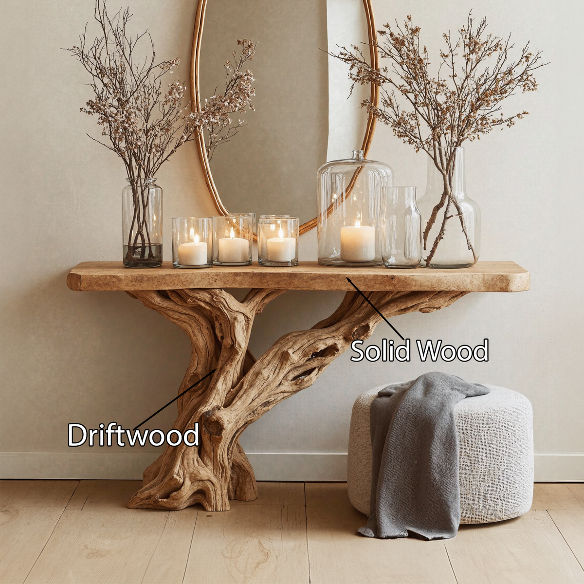 Narrow Christmas Floating Console Table Wooden