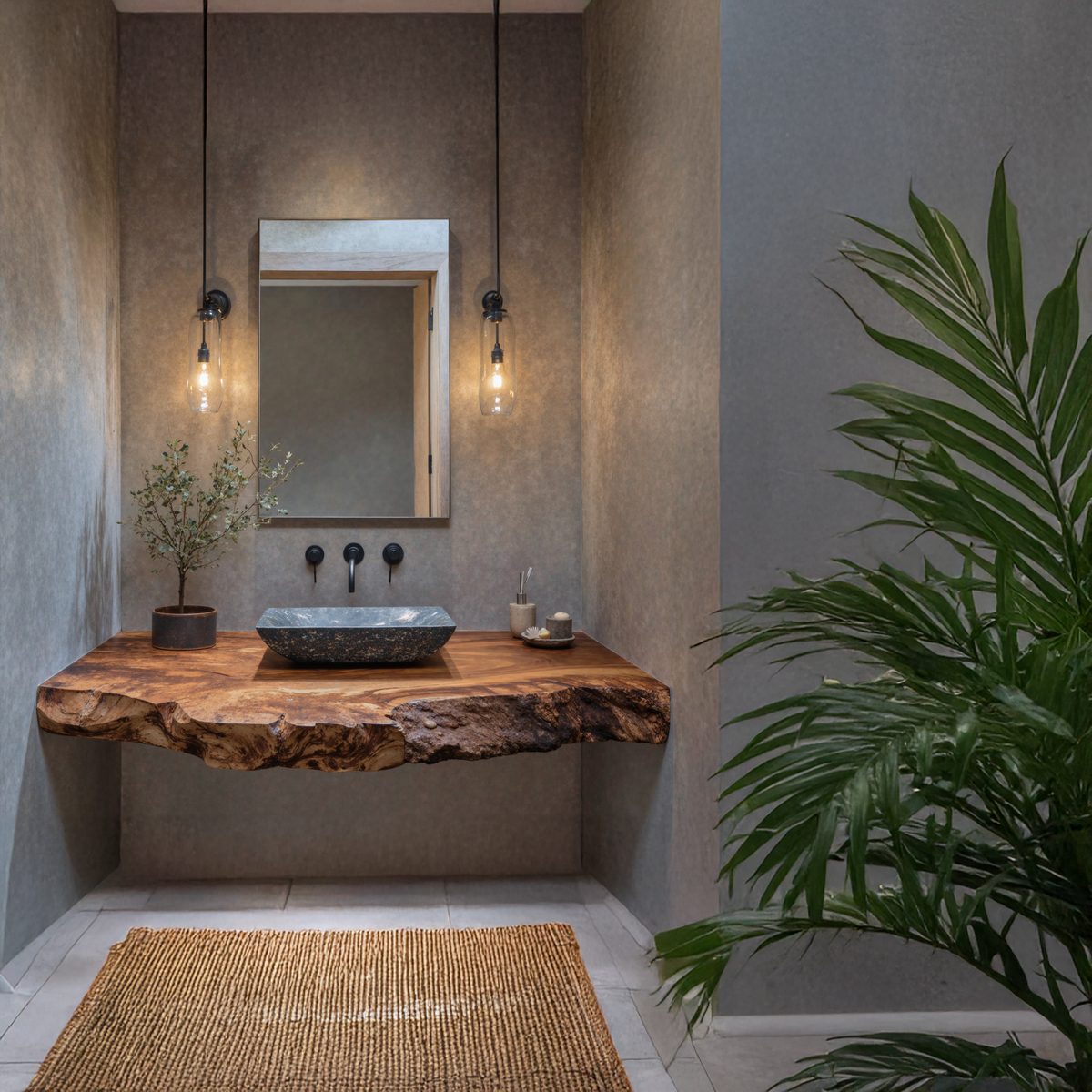 Rustic Farmhouse Wooden Bathroom Vanity Floating Shelf For Vintage Bathrooms