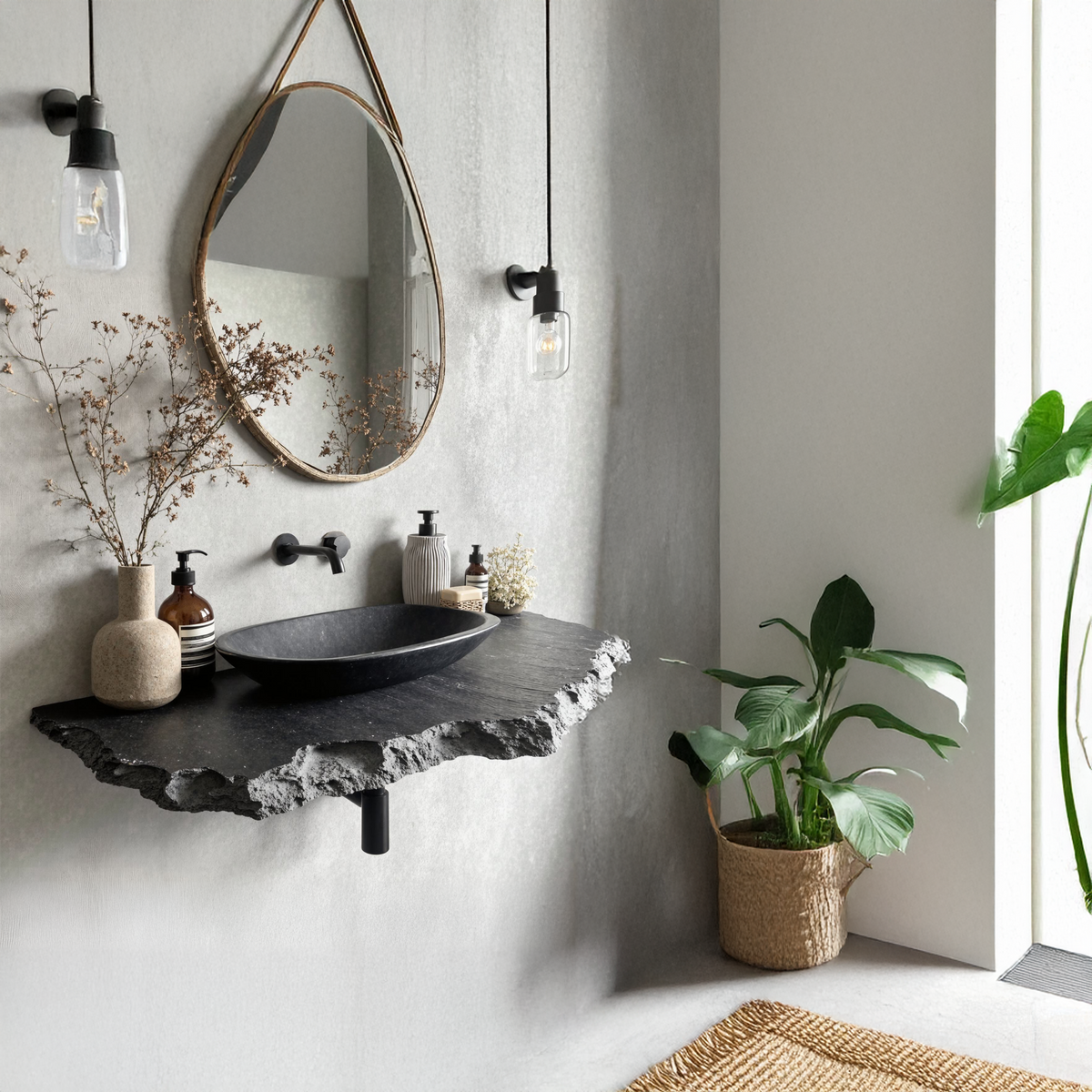 Live Edge Bathroom Vanity Shelf Wall