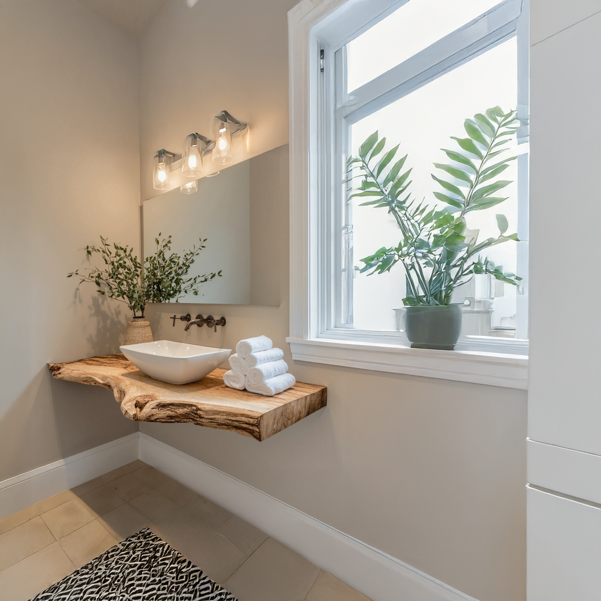 Live Edge Wood Bathroom Vanity Shelf
