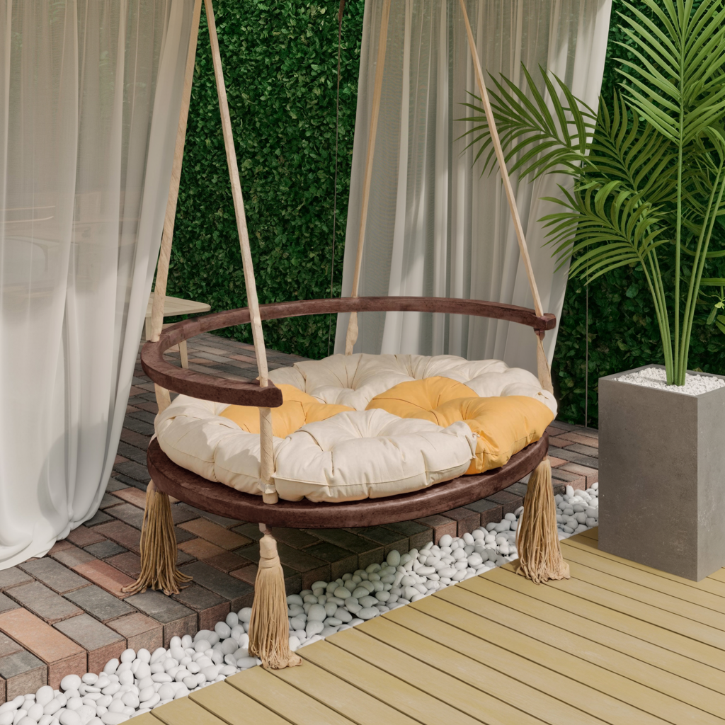 Boho Round Swing Chair For Porch Or Garden