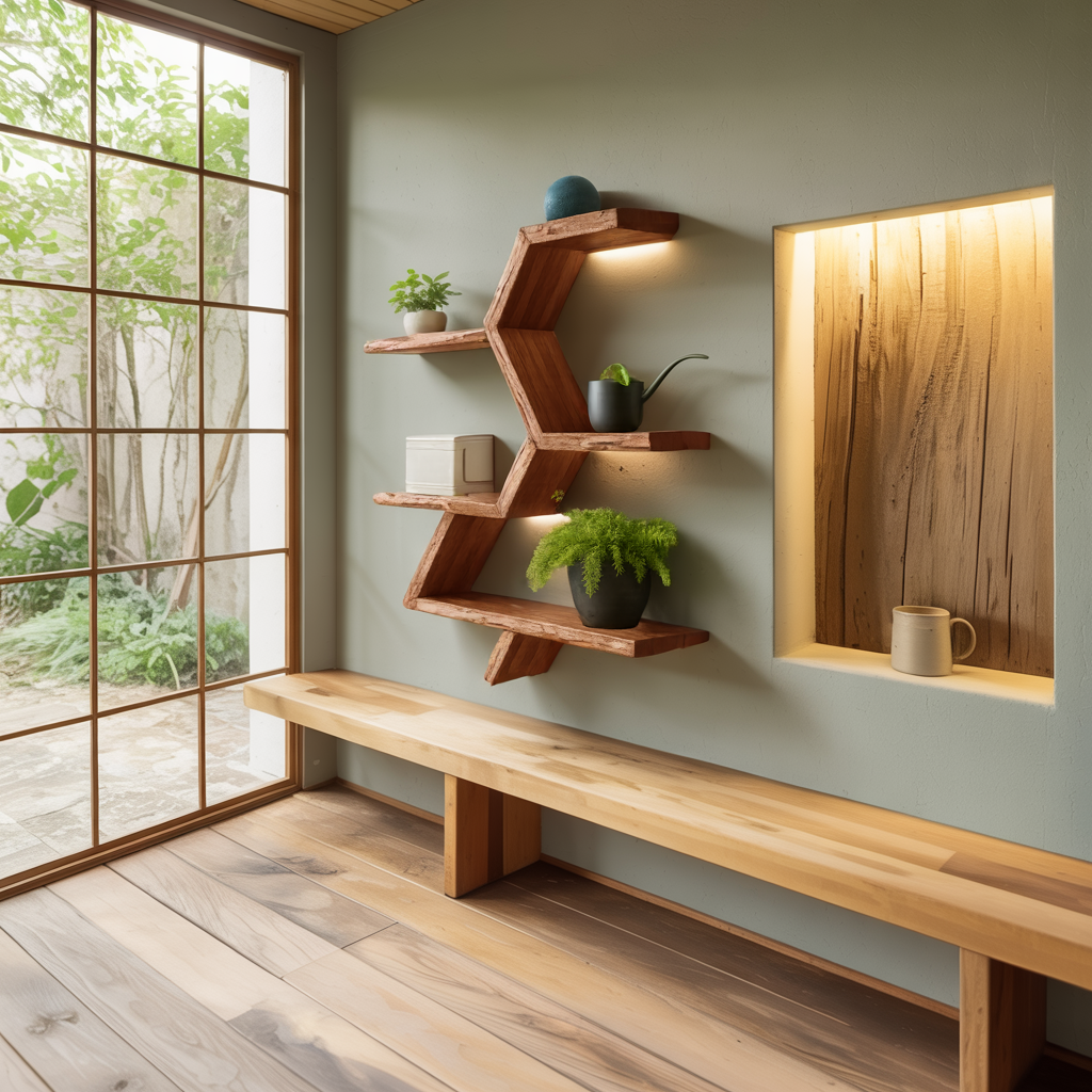 Modern Geometric Wall Shelf For Indoor Plants Display