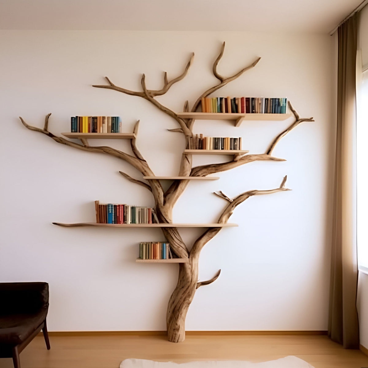 Elegant Wild Mulberry Tree Bookshelf Floating Shelves Live Edge
