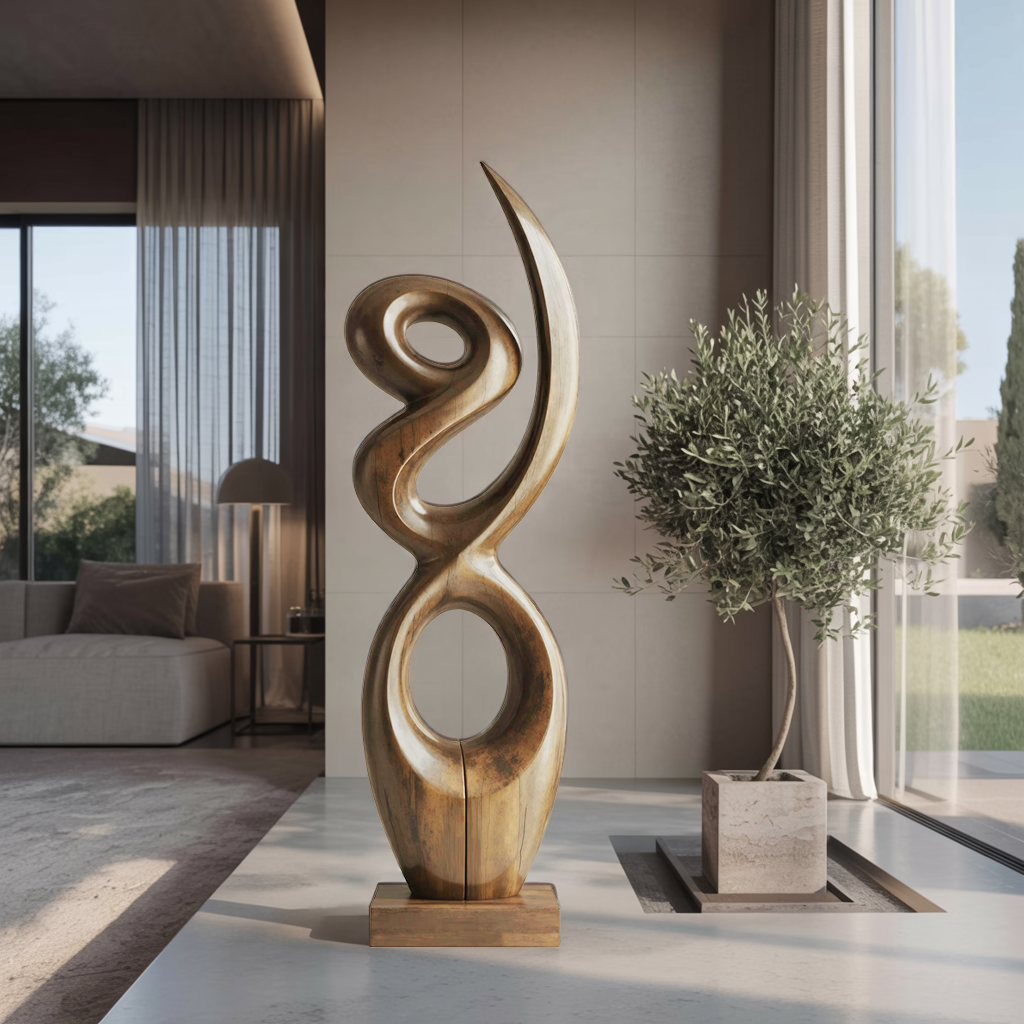 Handcrafted Wooden Abstract Sculpture For Living Room