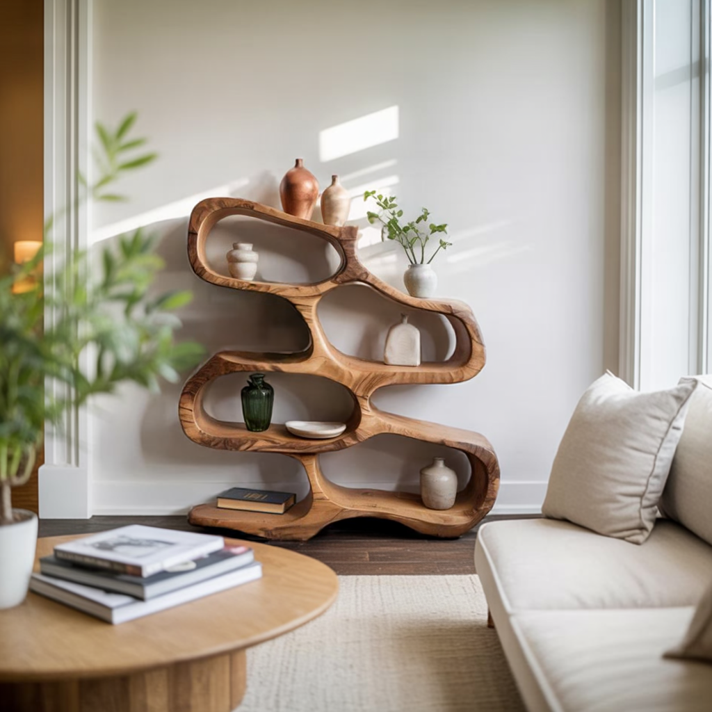 Sculptural Bookshelf For Living Room Or Office