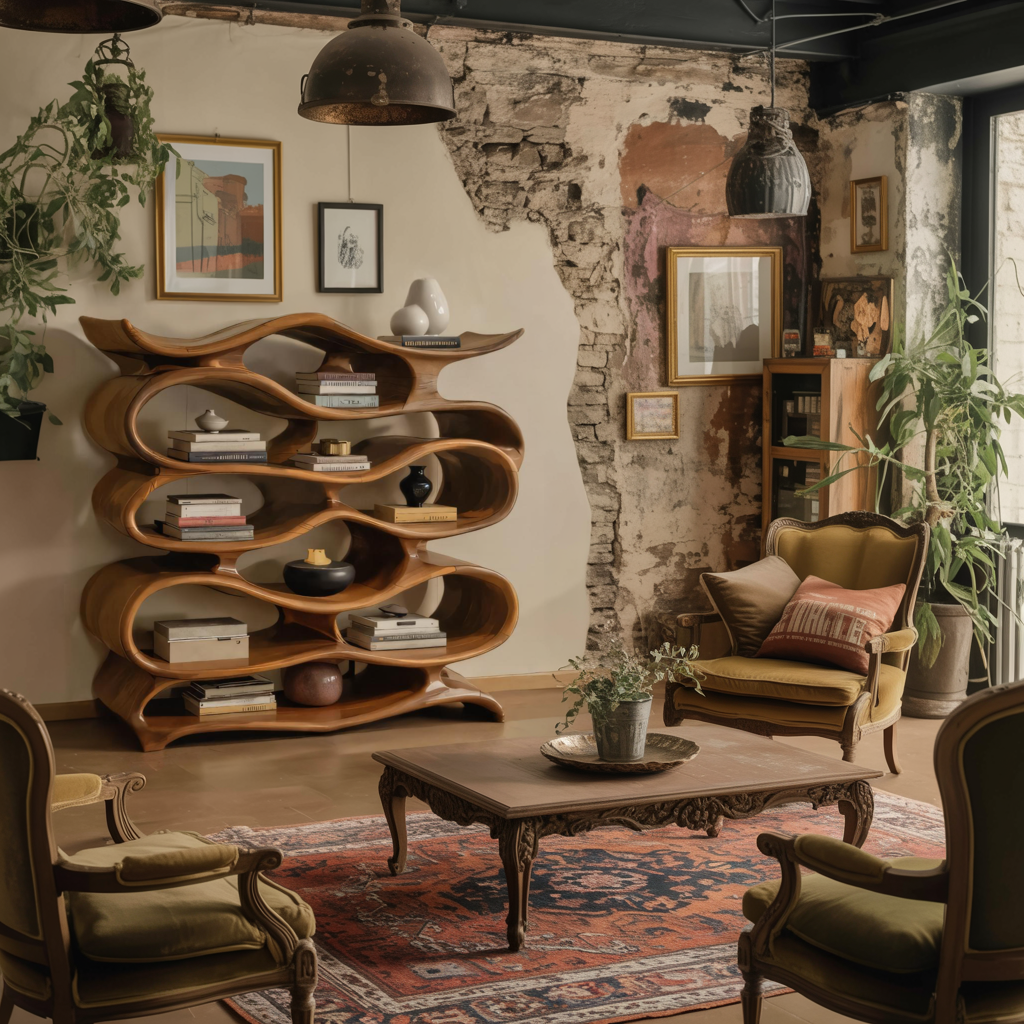 Sculptural Bookshelf Cabinet For Living Room And Office