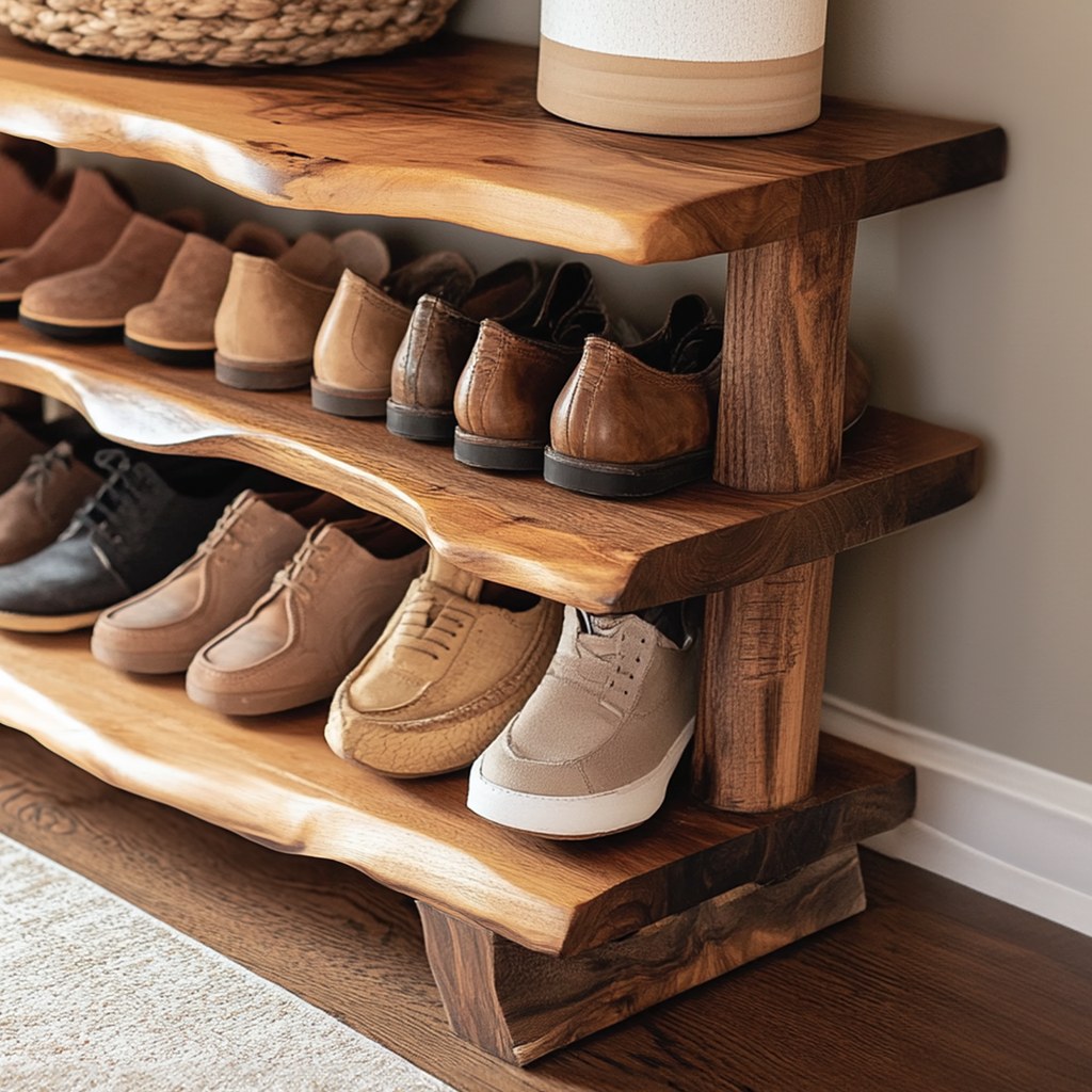 Custom Wood Bench Wood Farmhouse Shoe Rack Bench Storage