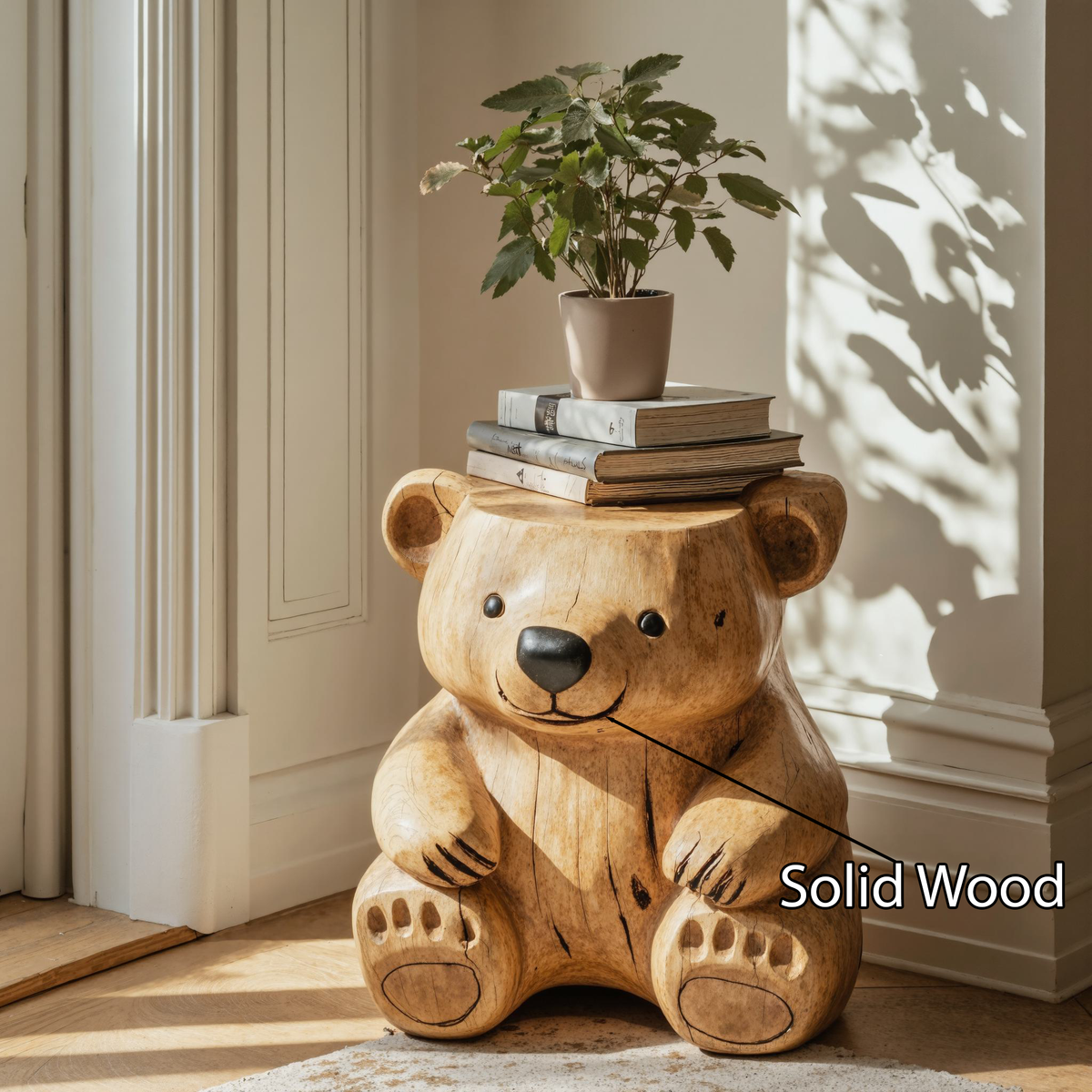 Handmade Wood Bear End Table Side Table