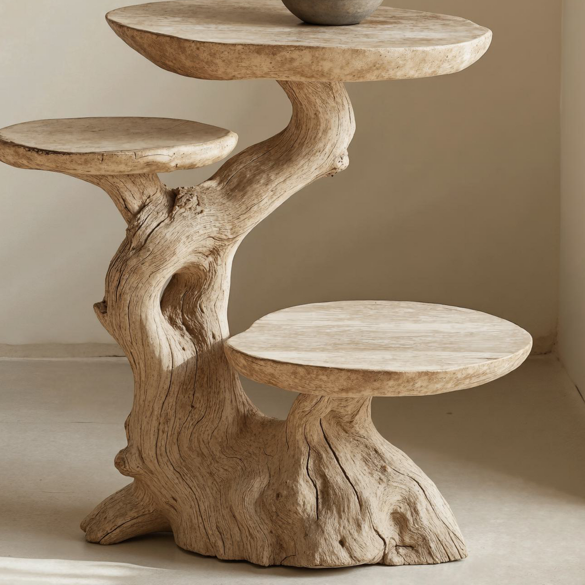 Rustic Multi-Tier End Table Live Edge End Table