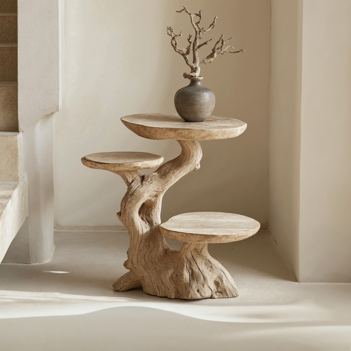 Rustic Multi-Tier End Table Live Edge End Table