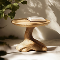 Handcrafted Wood Mushroom End Table For Lounge Area Rustic Charm
