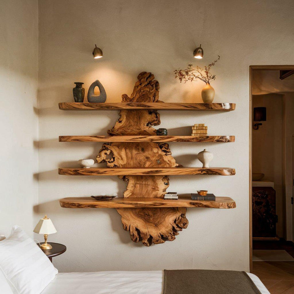 Live Edge Wall Shelf Design For Bedroom Display