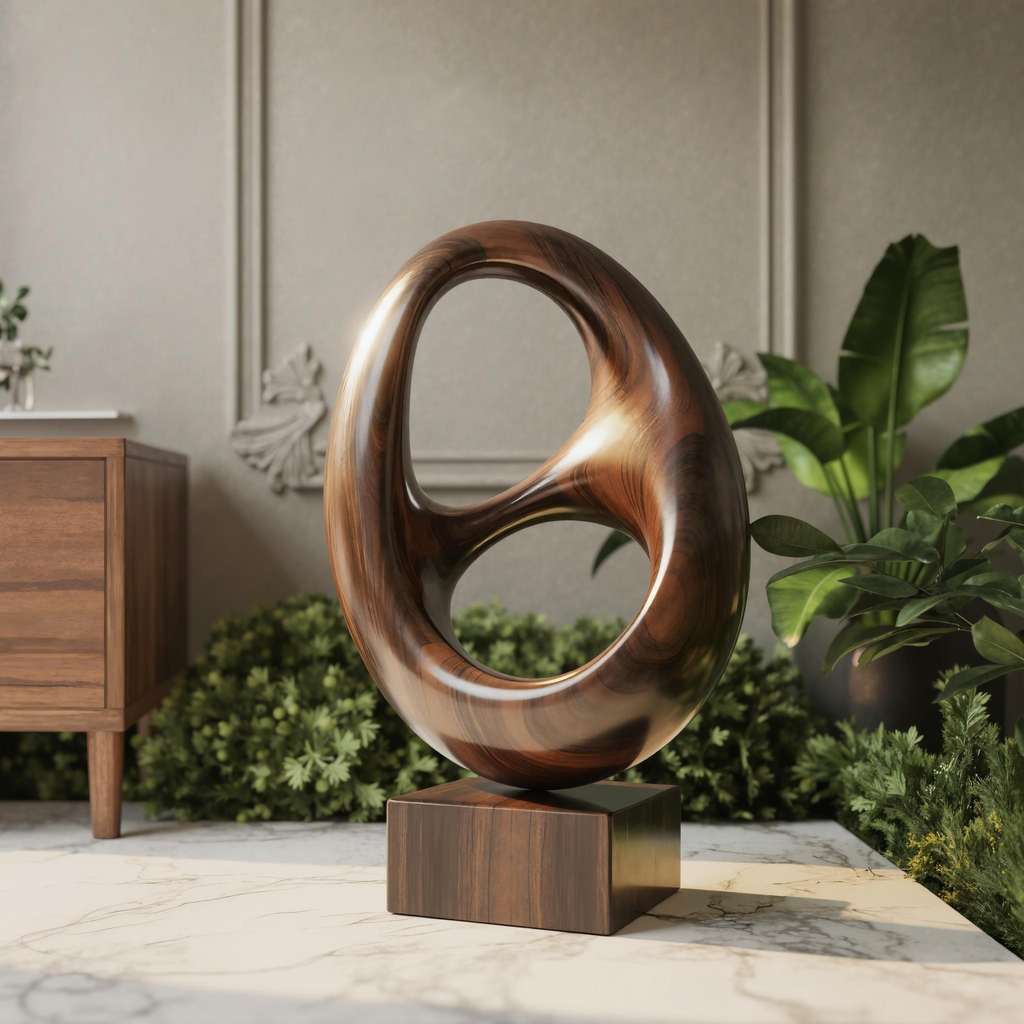 Farmhouse Abstract Wood Garden Sculpture For Yard Decor