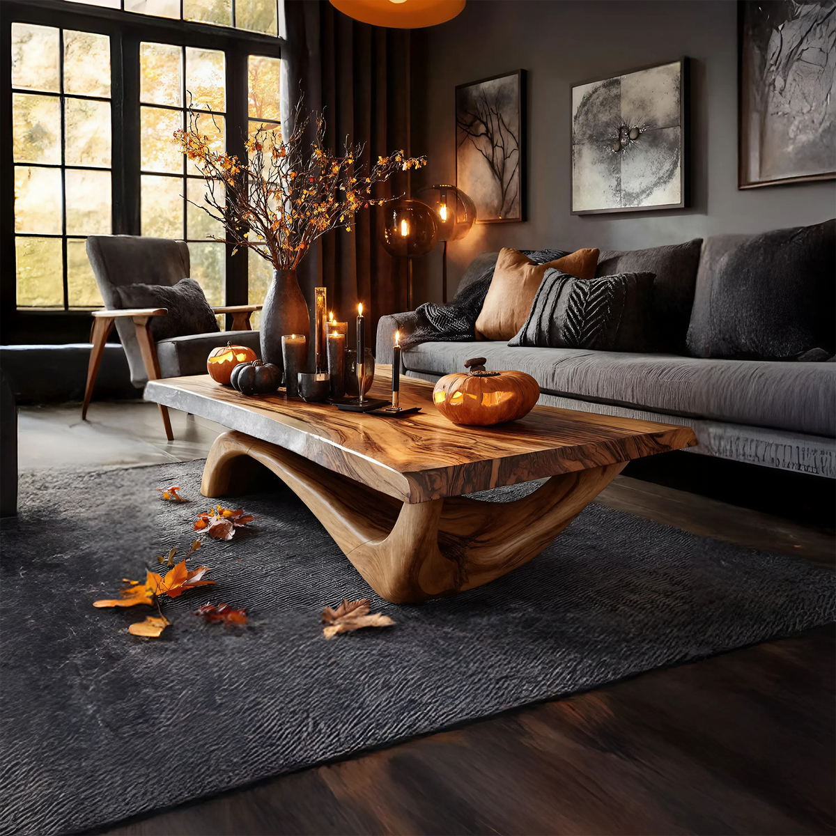 Modern Solid Wood Coffee Table Livingroom Decor Spooky Haunted Style