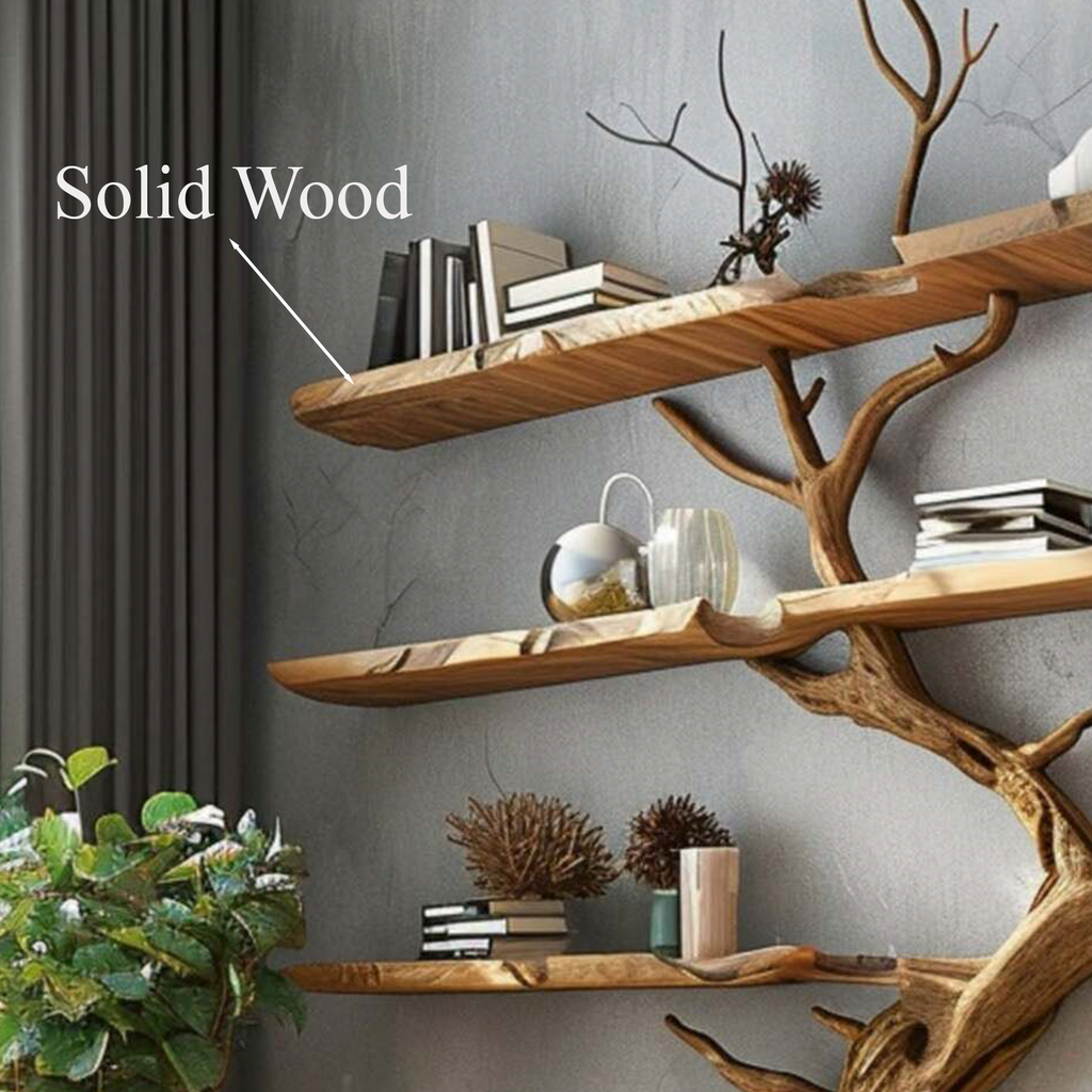 Tree Bookshelf Wild Mulberry Wood Decor Storage Shelves