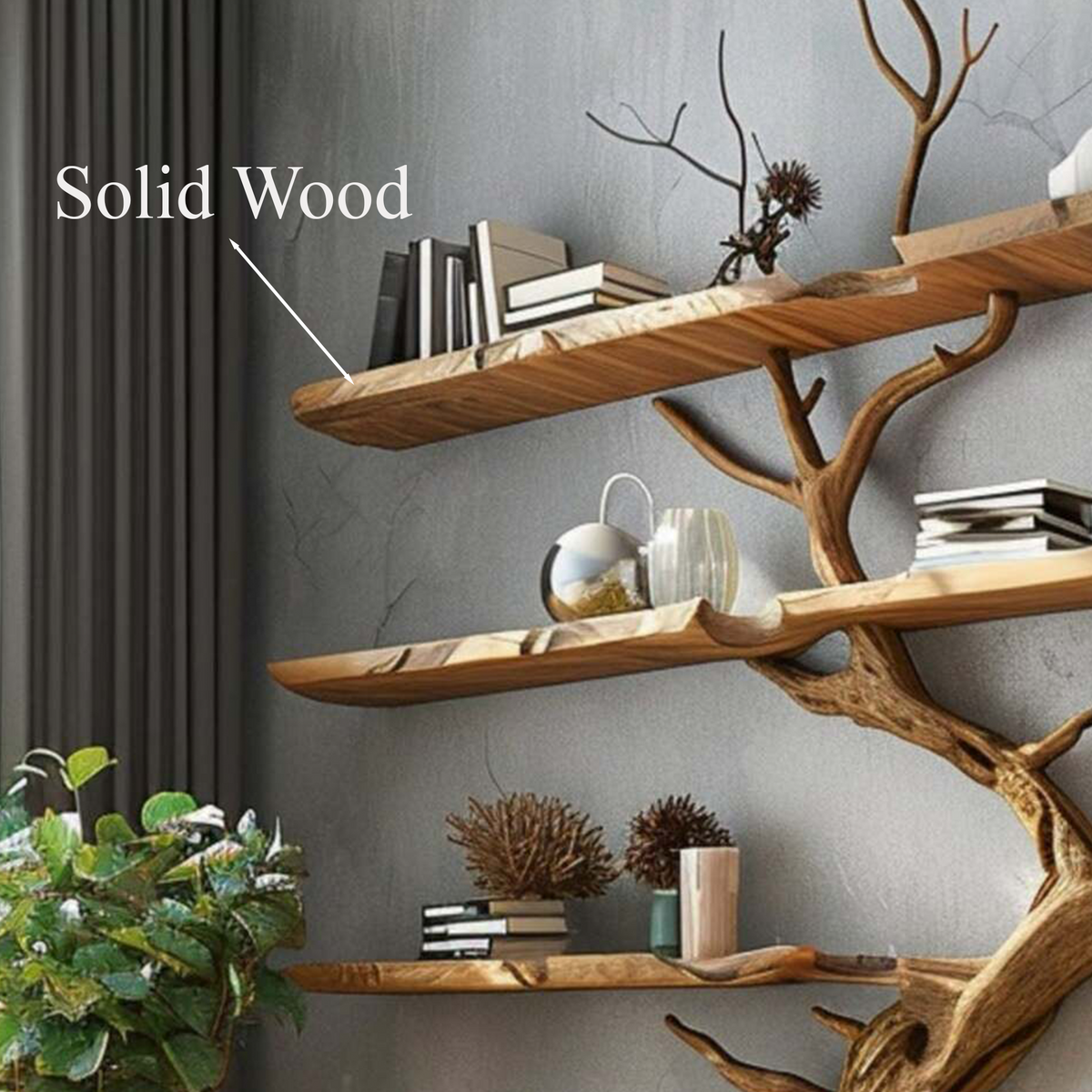 Tree Bookshelf Wild Mulberry Wood Decor Storage Shelves