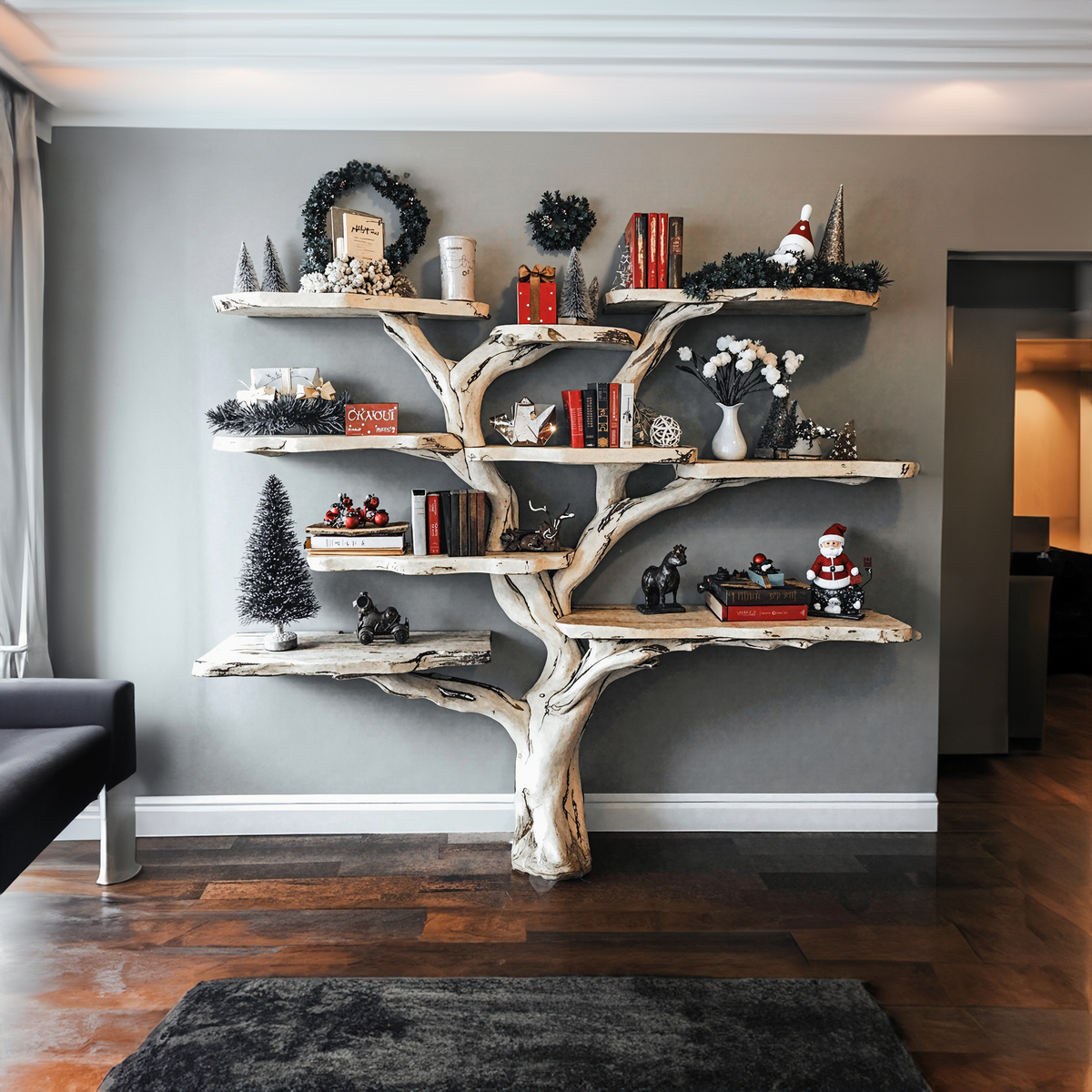 Tree Bookcase Xmas Montessori Bookshelf Christmas Gift
