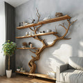 Tree Bookshelf Wild Mulberry Wood Decor Storage Shelves