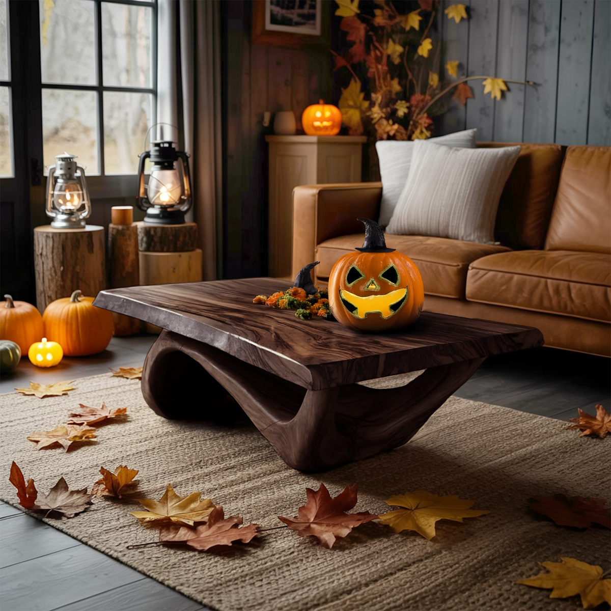 Modern Solid Wood Coffee Table Livingroom Decor Spooky Haunted Style