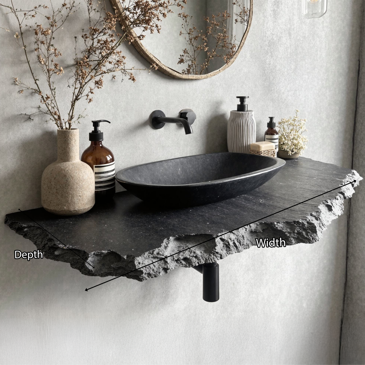 Live Edge Bathroom Vanity Shelf Wall