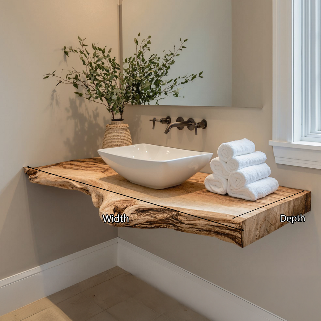 Live Edge Wood Bathroom Vanity Shelf