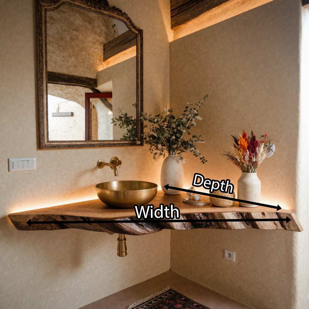 Wooden Corner Bathroom Floating Shelf