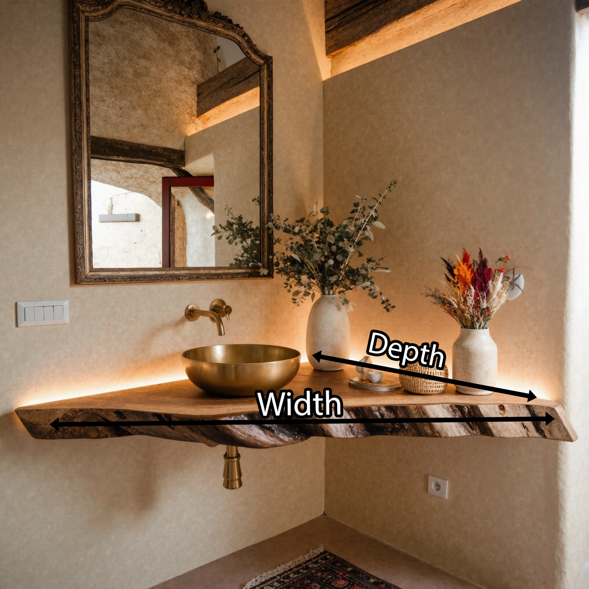 Wooden Corner Bathroom Floating Shelf