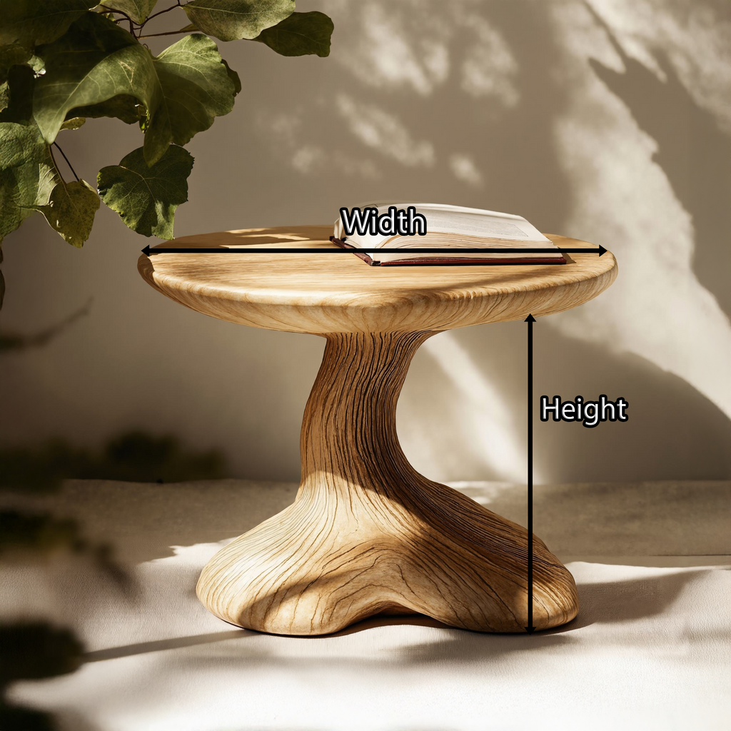 Handcrafted Wood Mushroom End Table For Lounge Area Rustic Charm